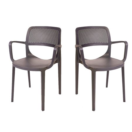 RAINBOW OUTDOOR Mila Set of 2 Stackable Armchair-Anthracite RBO-MILA-ANT-AC-SET2